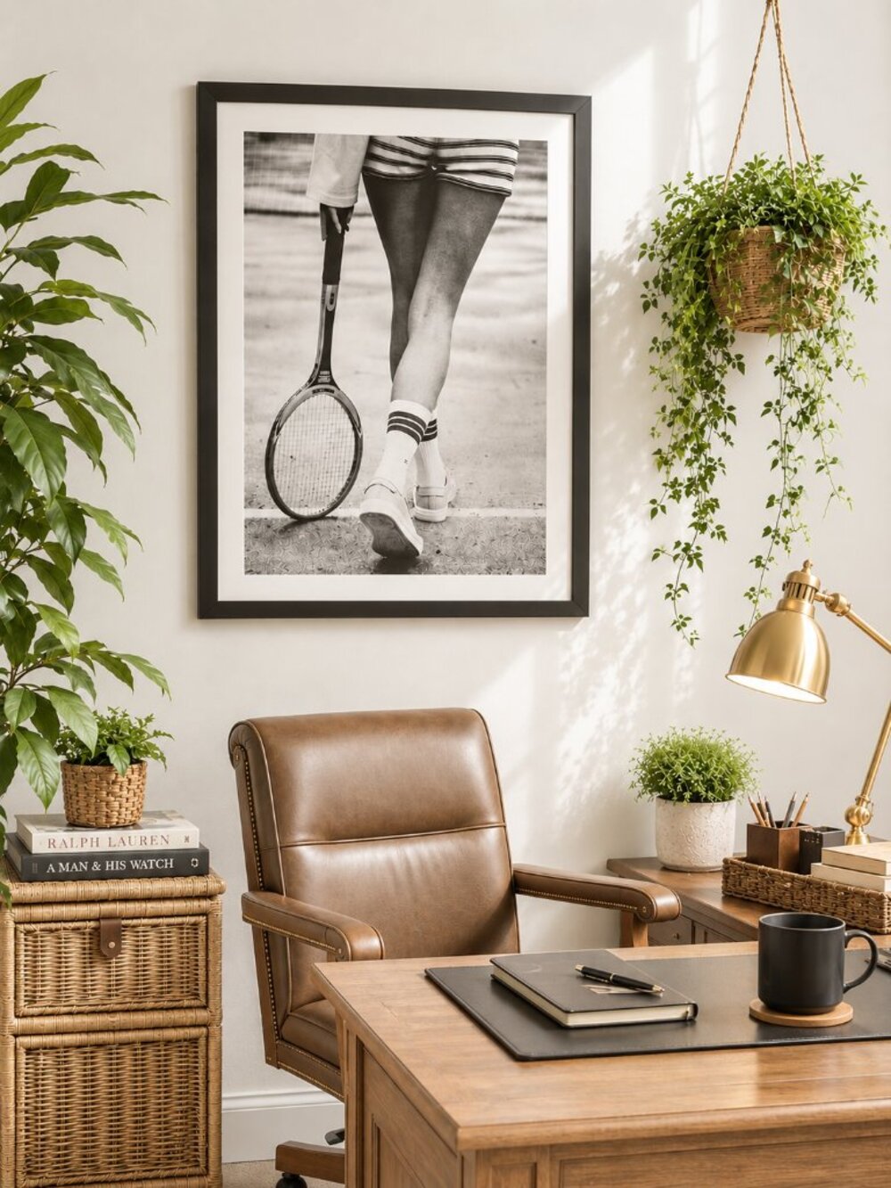 Glossista Tennis Wall Art Framed Black White Fashion Print 18x24 Quiet Luxury